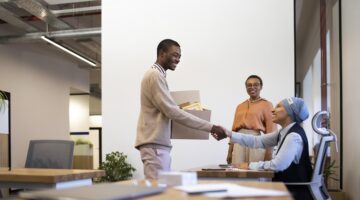 an employee enjoying his new work